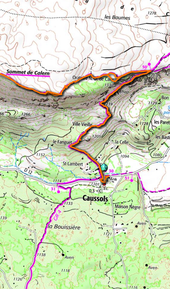 Sommet de Calern hike track