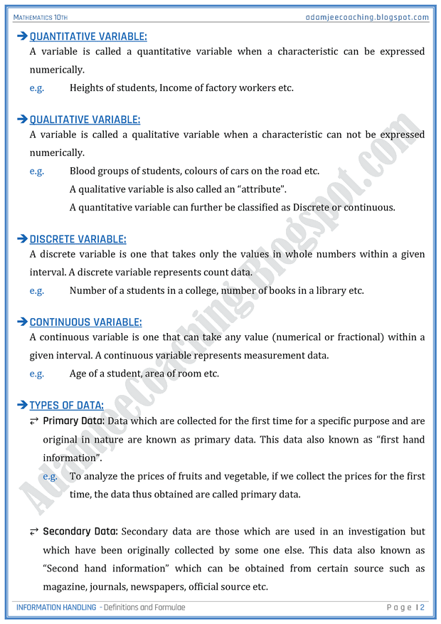 information-handling-definitions-and-formulae-mathematics-10th