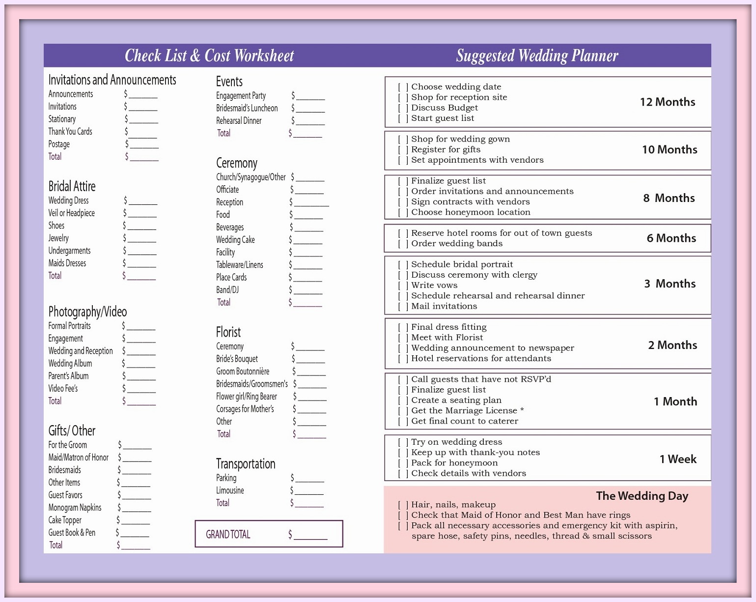 Wedding Checklist