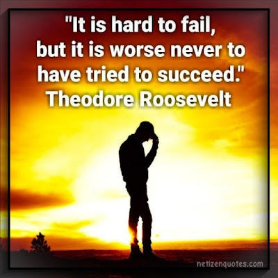 "It is hard to fail, but it is worse never to have tried to succeed." Theodore Roosevelt