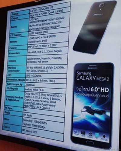 Inikah Spesifikasi Samsung Galaxy Mega 2