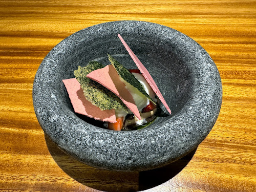 Roganic [Hong Kong, CHINA] - Michelin star green sustainable British cuisine - Ruby red strawberries from ping che farm, buttermilk, earl grey cream