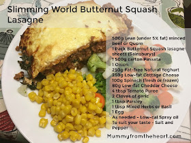 Easy recipe sheet to print for slimming world syn free butternut squash lasagne
