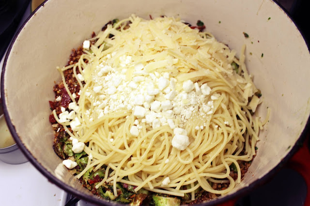 Brussels Sprouts Pasta with Kale Pesto and Brown Butter Pangratatto