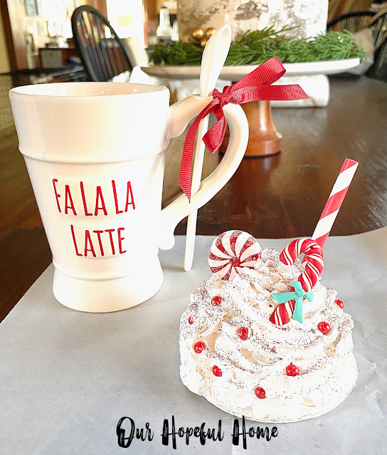 Fa La La Latte hot cocoa mug and fake mug topper