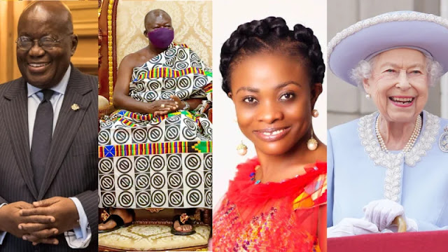 Nana Akufo Addo, Otumfuo Osei Tutu II, Evangelist Diana Asamoah and Queen Elizabeth