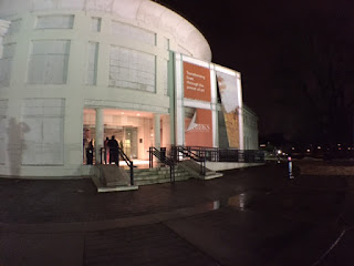 Brooks Museum of Art front entrance at night