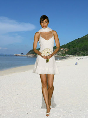 Sexy short sheath beach wedding gown