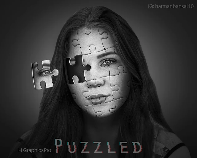 Puzzled, hgraphicspro, girl, photoshop manipulation, girl face puzzle photoshop manipulation, art, hd, wallpaper, creative ideas, imagination, hgraphicspro, H GraphicsPro