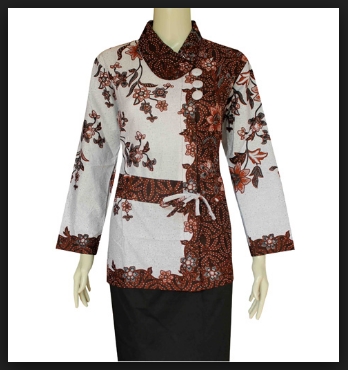 Kreasi Baju  Batik  Wanita Kombinasi  Lengan Panjang Modern 