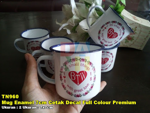 Mug Enamel  7cm Cetak  Decal Full Colour Premium Souvenir 