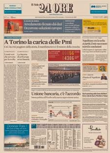 Il Sole 24 Ore del 13 Aprile 2013 | ISSN 0391-786X | PDF HQ | Quotidiano | Economia | Finanza | Politica
Il Sole 24 Ore è il quotidiano economico più venduto tra quelli pubblicati in Italia e il terzo giornale d'informazione più venduto nel paese dopo il Corriere della Sera e La Repubblica.
La testata nacque il 9 novembre 1965 dalla fusione di due quotidiani: Il Sole, fondato nel 1865, e 24 Ore, nato nel 1946.