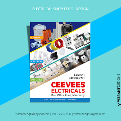 electrical shop flyer Design, shop notice design, flyer design service thrissur, pamphelt design thrissur