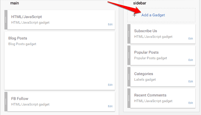 blogger add a gadget