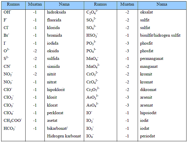 Anion (Ion Negatif)