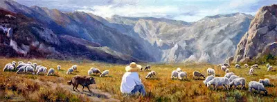 Shepherding painting Peter Bojthe