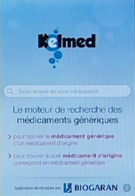 Kelmed, le moteur de recherche des médicaments génériques du  laboratoire Biogaran, sur iPhone