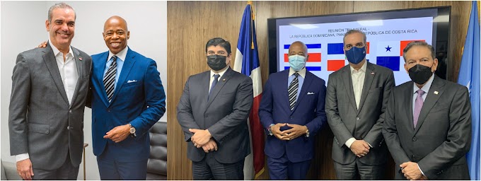 Eric Adams se reúne con Abinader y presidentes de Panamá y Costa Rica en Misión Dominicana ante la ONU 