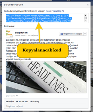 Facebook embed kodu