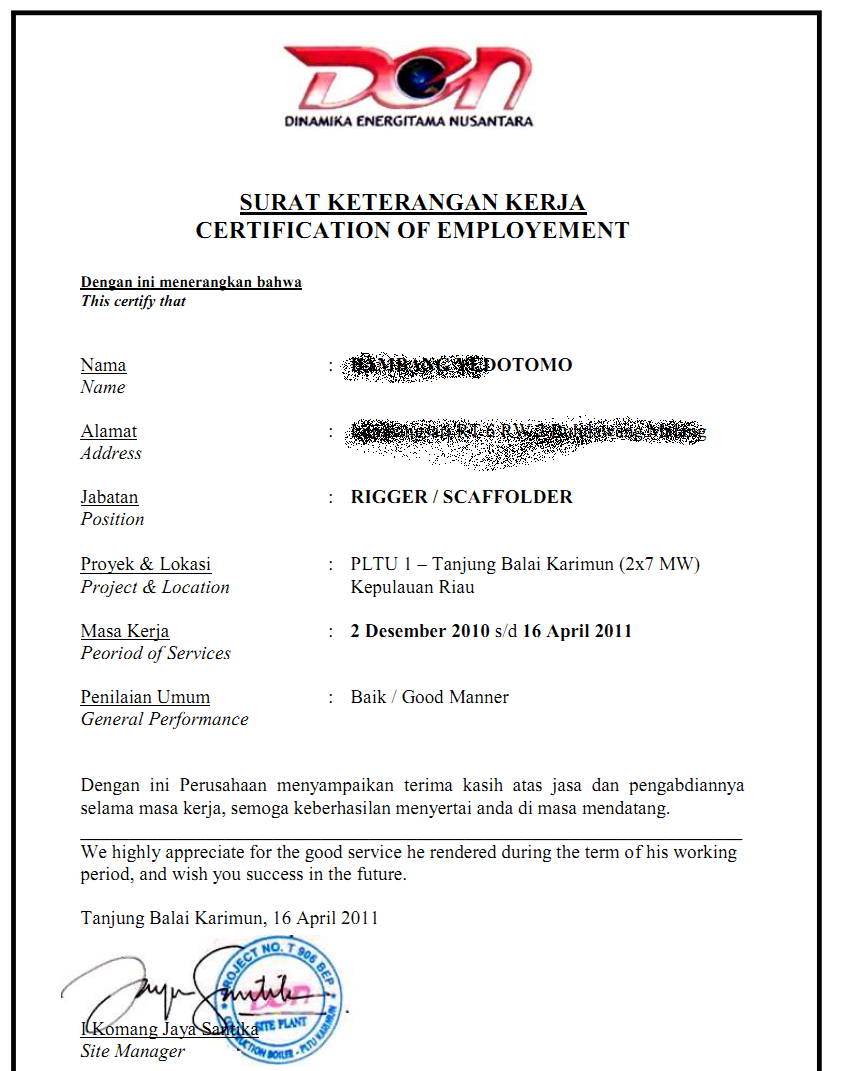 Aneka Sharing: Contoh SURAT KETERANGAN KERJA / Pengalaman 