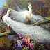 White Peacock Painting HD Wallpaper