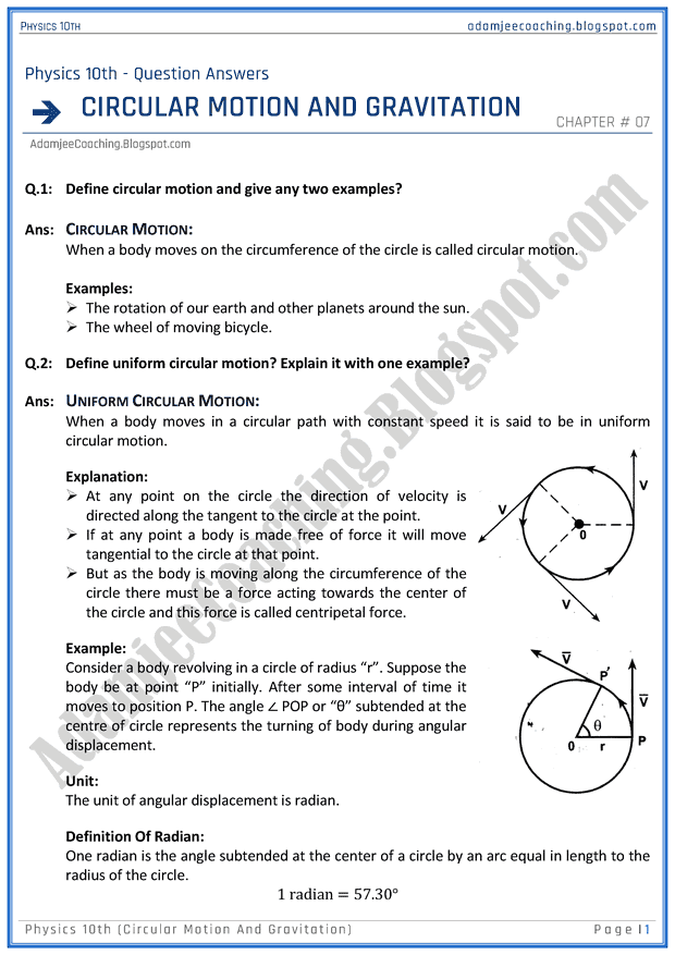 circular-motion-and-gravitation-question-answers-physics-10th