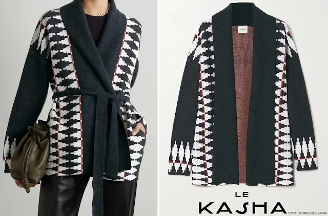 Queen Rania wore LE KASHA Argyle Organic Cashmere Cardigan