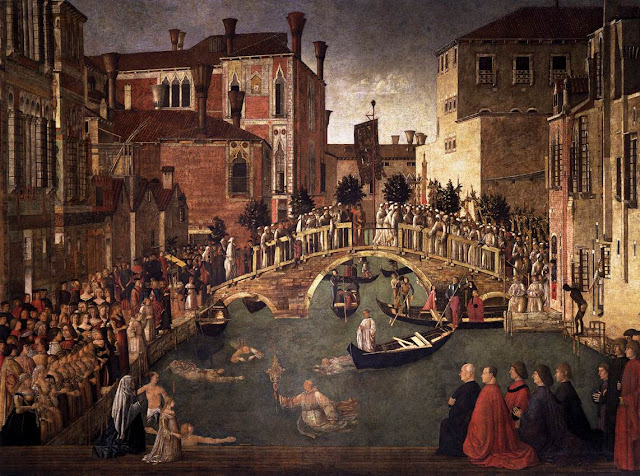 Gentile Bellini, Miracolo della Croce caduta nel canale di San Lorenzo (1500)