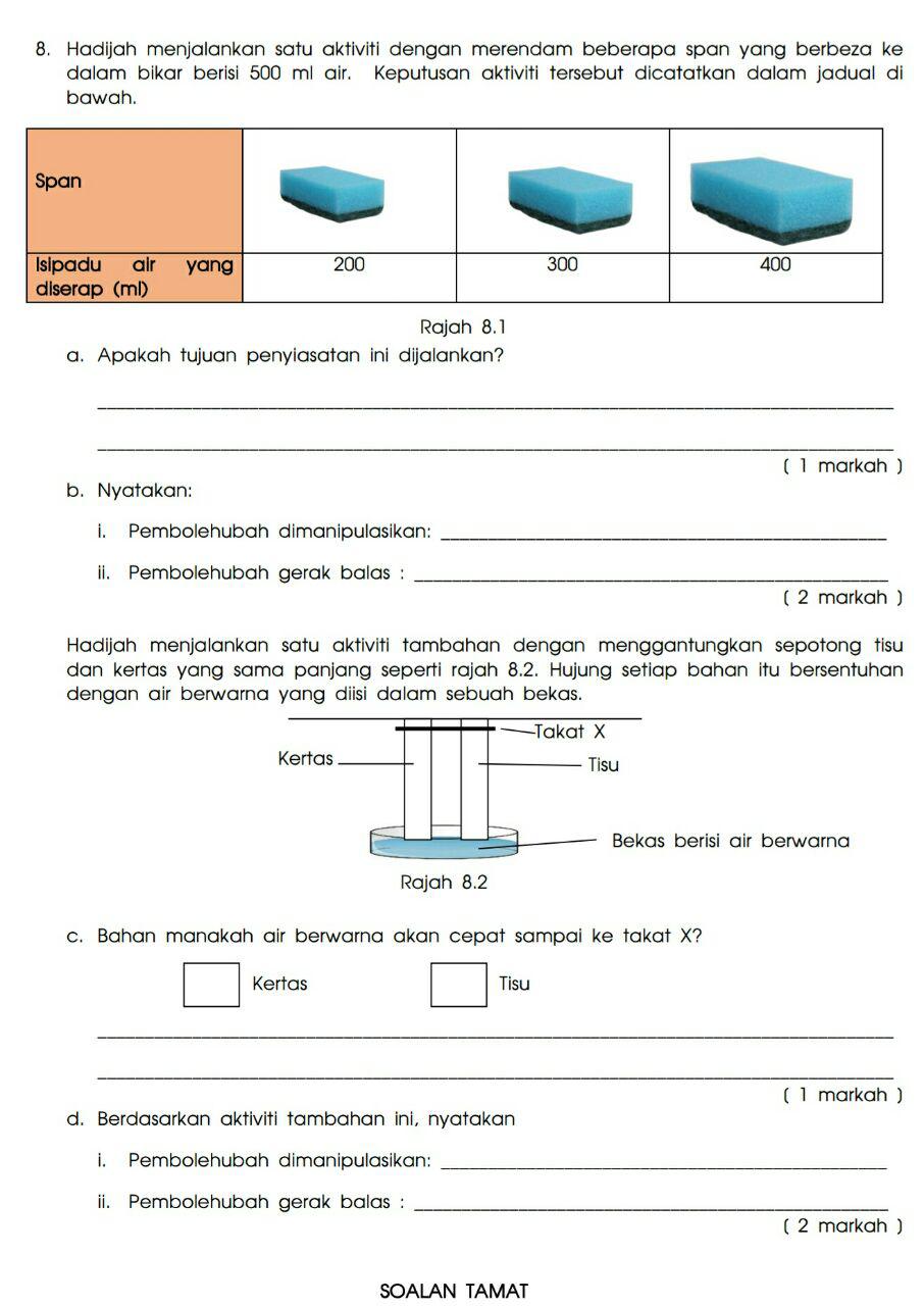 Soalan Ramalan Sains UPSR 2016