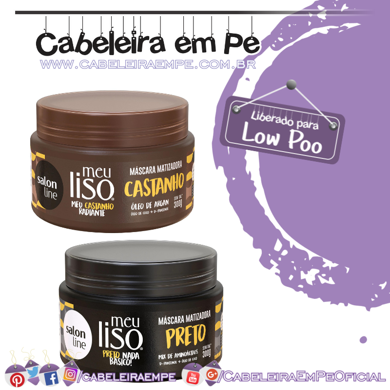 Máscaras Matizadoras Meu Liso (Preto Nada Básico e Castanho Radiante) - Salon Line (Low Poo)