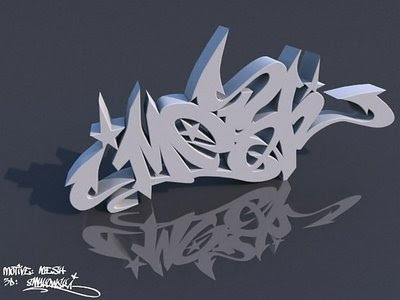 digital 3D arrow graffiti alphabet