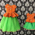 Green and Orange Checks Kids Lehenga