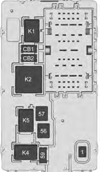 Relays on the back of the fuse block