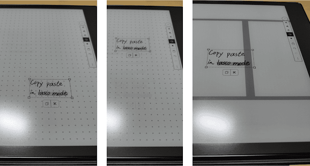 套索功能複製或剪下的文字可以拿到其他筆記本貼上
