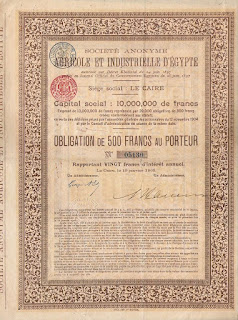 image of a bond issued by the Agricultural and Industrial Company of Egypt