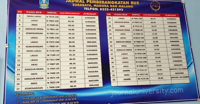 Jadwal bus terminal Bondowoso