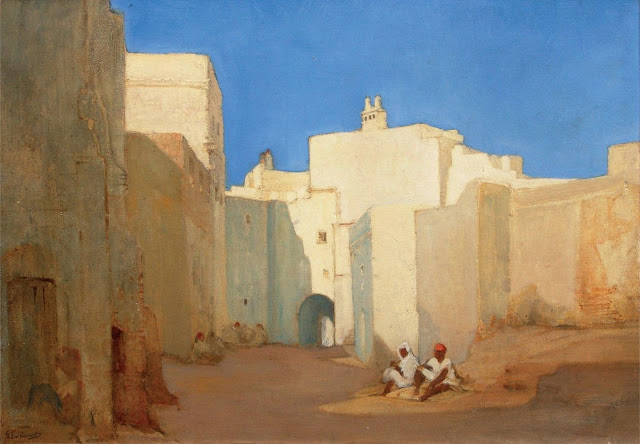 Rue animée en Afrique du nord - Gustave Guillaumet (Français - 1840-1887) - Huile sur toile - 43,5 x 52 cm