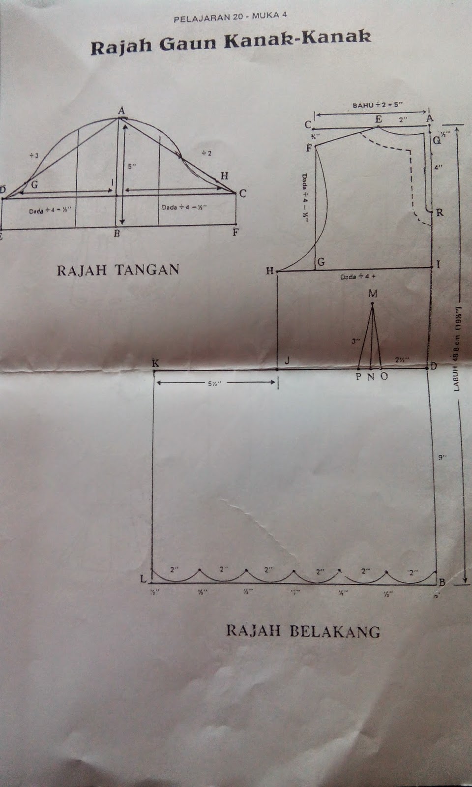  D Lebah Closet POLA JAHIT GAUN KANAK KANAK