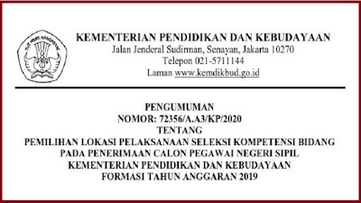 Lokasi Pelaksanaan Seleksi SKB Penerimaan CPNS Formasi Tahun Anggaran 2019