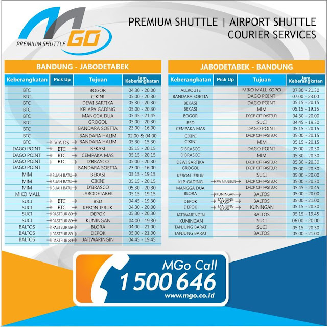 Jadwal & Nomor Telepon MGo (Eks Cipaganti) Travel Bandung