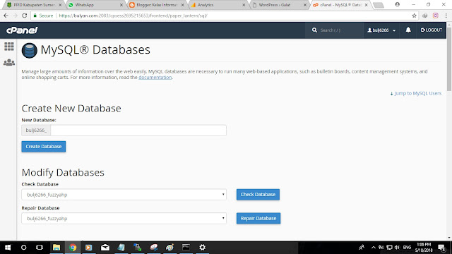 Kelas Informatika - Menu MySQL Database pada cPanel Hosting
