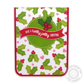 Sunny Studio Stamps: Holly Christmas Card using Free Bonus Die (& Gleeful Reindeer sentiment)