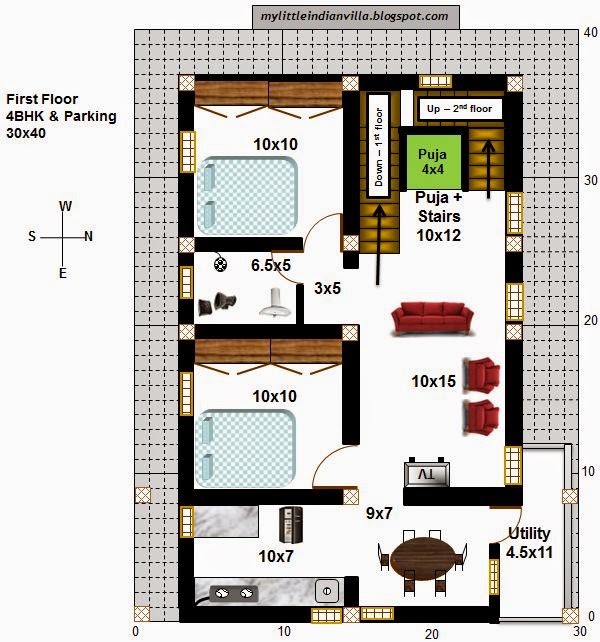 My Little Indian  Villa 35  R28 4BHK in 30x40 East facing 