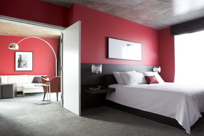 red wall bedroom interior design