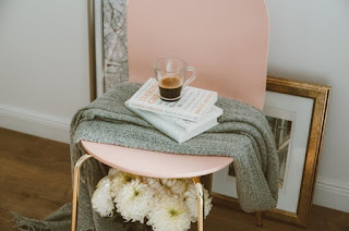 chair, coffee, book, blanket