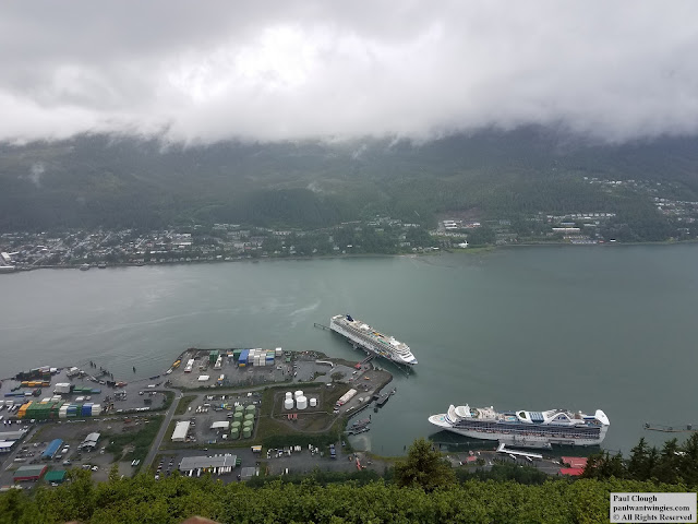 Mount Roberts Tramway in Juneau Alaska - Looking downtown at the docks