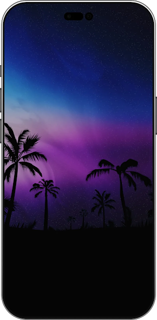 palms silhuete night sky WALLPAPER IPHONE