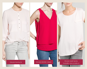 mango spring 2014 blusas: blusa textura, blusa doble capa, blusa satinada