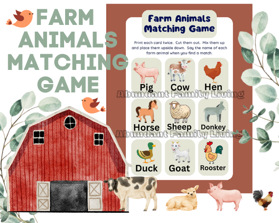 Farm Animals Matching Game, Image