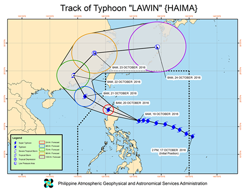 PAGASA Update & Signal Warning: Bagyong Lawin - October 19, 2016